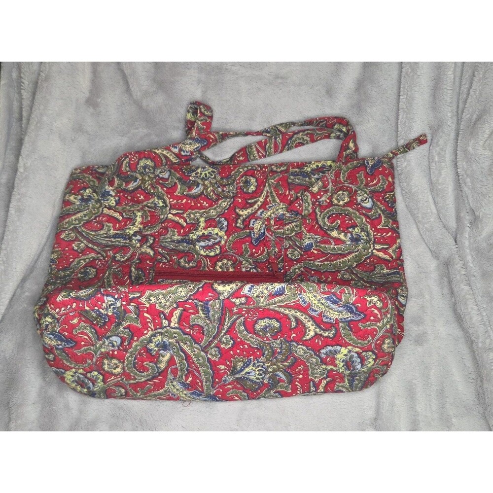 Red Quilted Ladies Handbag Paisley Pattern Shoulder Tote Purse
